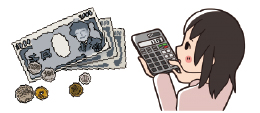 仏壇処分の費用を計算する女性のイラスト